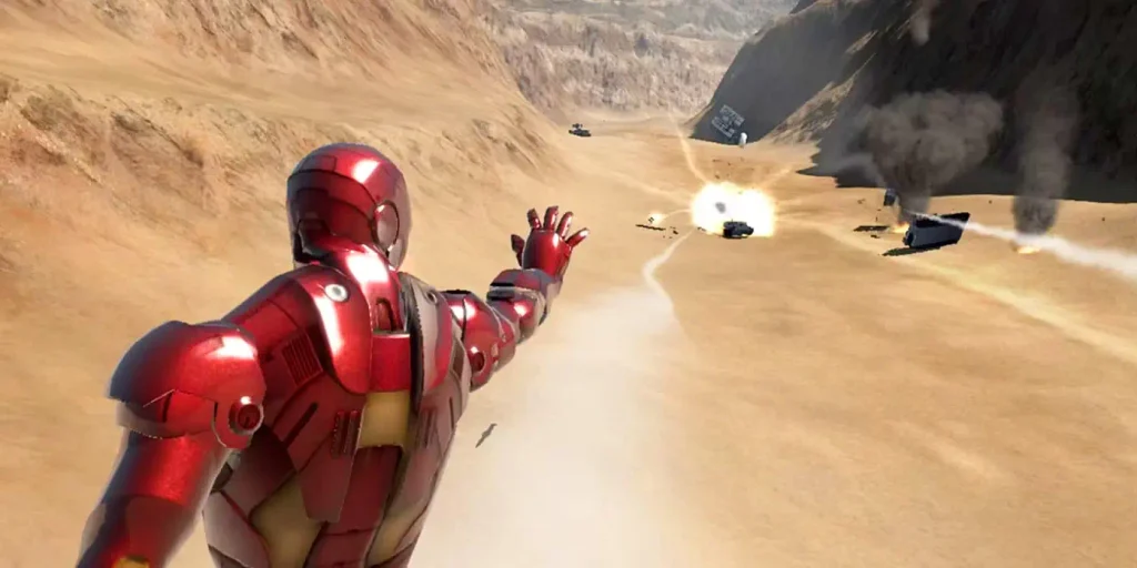 Combate aéreo de Iron Man en el juego de EA Motive