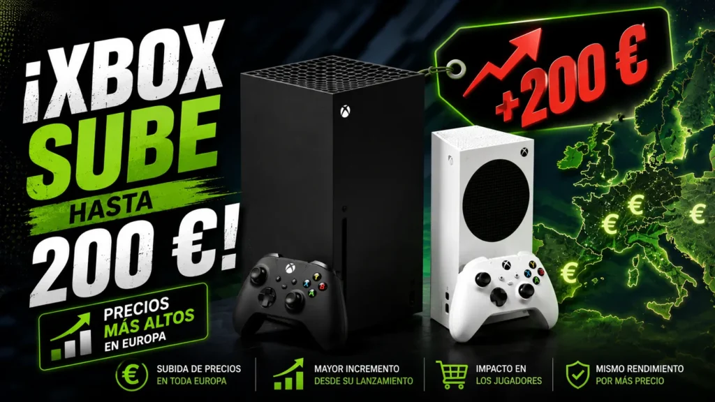 Microsoft aplica la subida de precios de Xbox Series X y Series S en Europa.