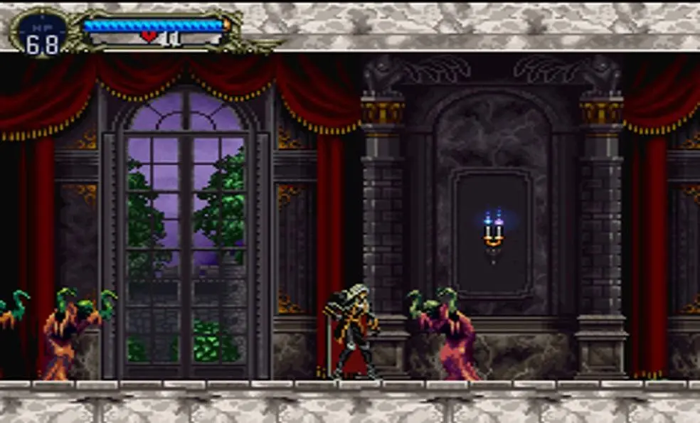 Castlevania Symphony of the Night gameplay, Alucard explorando el castillo