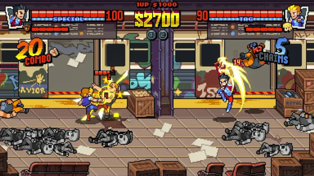 Double Dragon Gaiden Rise of the Dragons gameplay, combate contra varios enemigos