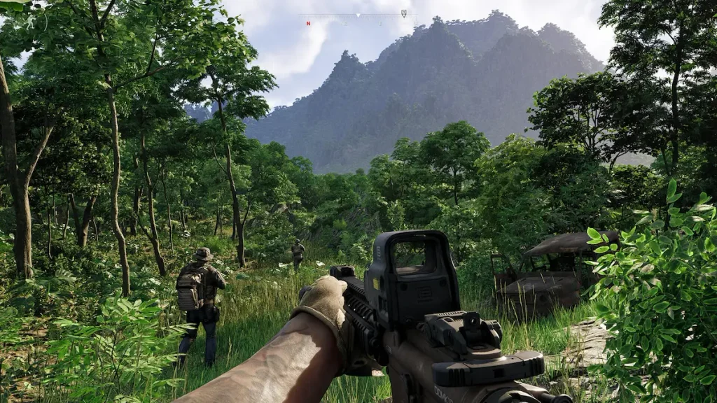 Gray Zone Warfare muestra un combate bajo la lluvia en un puesto selvático