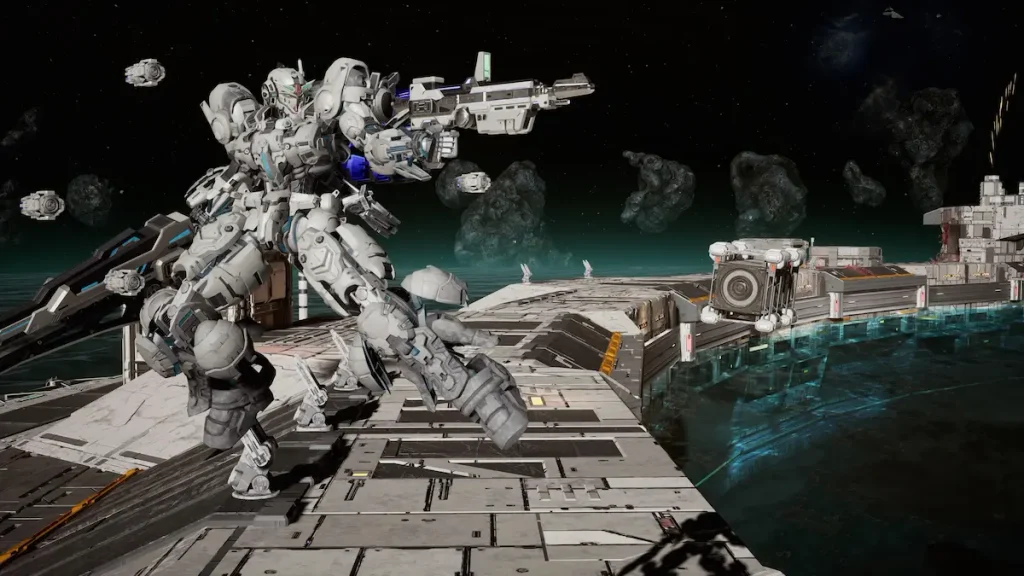 Combate de Mobile Suits en Gundam Rogue Orbit