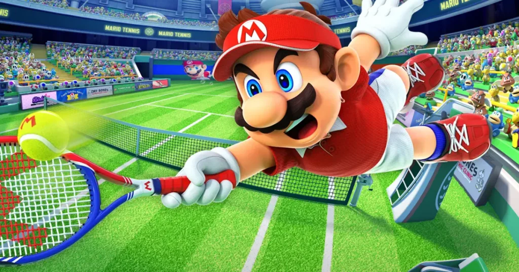 Mario Tennis Fever muestra un Star Shot durante un partido.