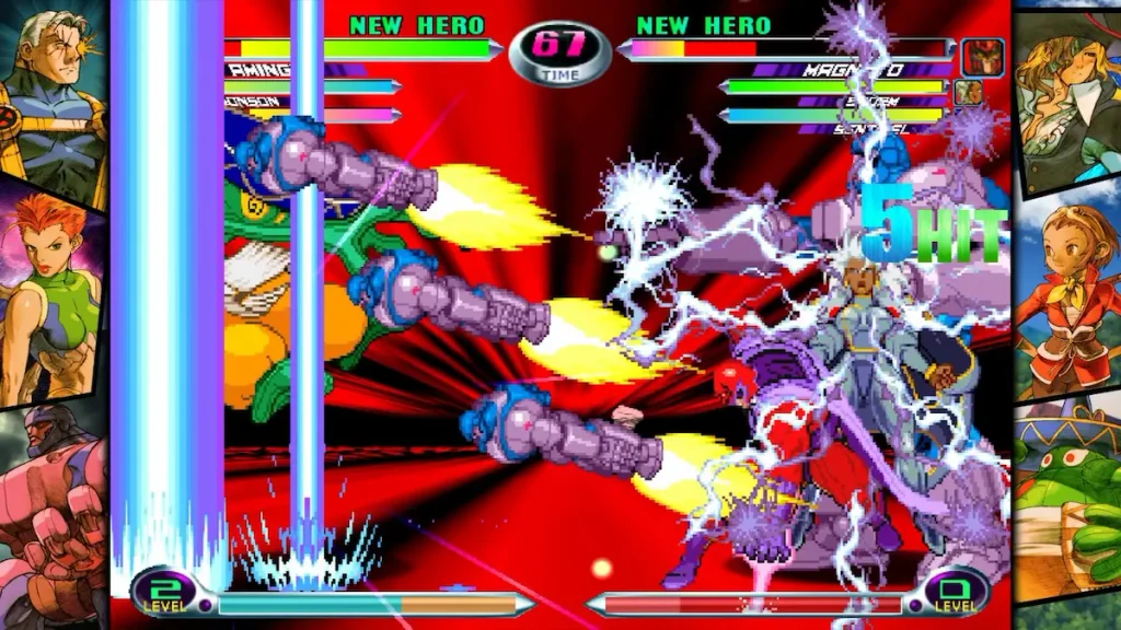Marvel vs Capcom Fighting Collection gameplay, combate entre personajes en un juego de lucha arcade
