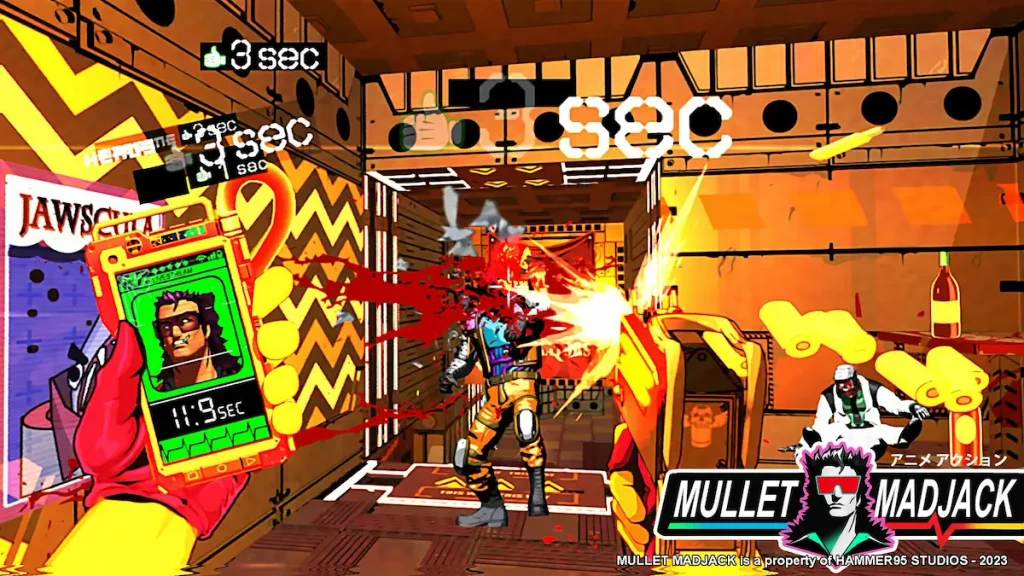MULLET MADJACK gameplay, combate frenético en primera persona contra un enemigo