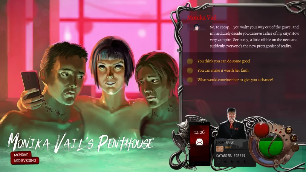 Nighthawks, el RPG narrativo de vampiros de Wadjet Eye Games.
