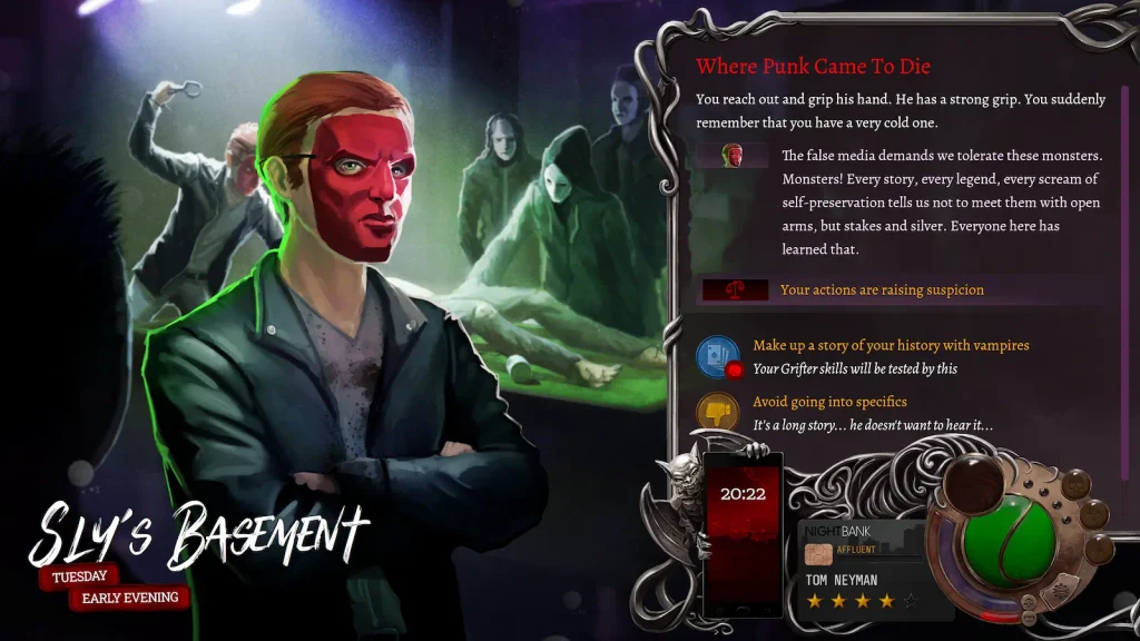 Escena del RPG de vampiros Nighthawks.