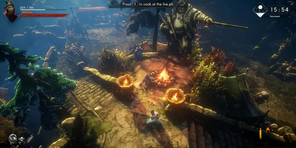 Gameplay de No Rest for the Wicked durante su desarrollo