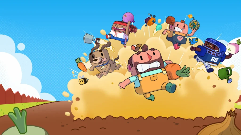 Portada de Planted! para PlayStation 5 con sus personajes y temática de combate de jardinería