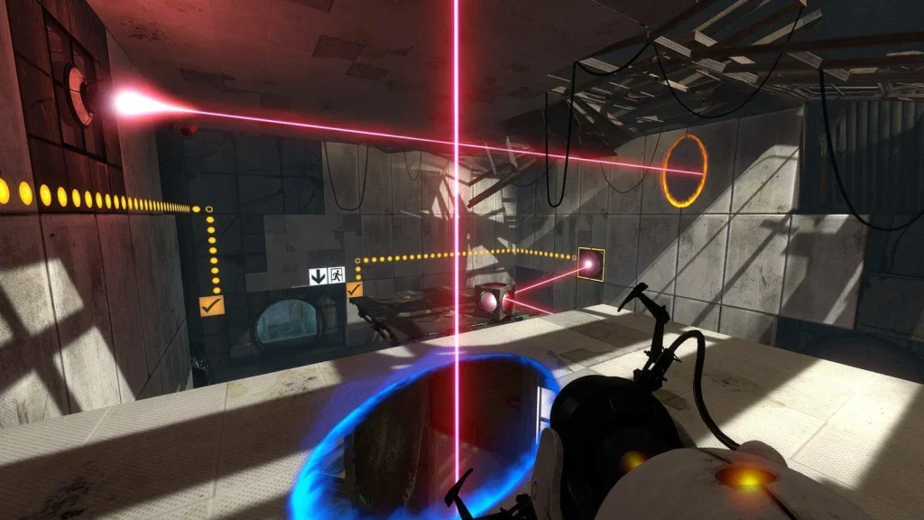 Portal 2 gameplay, captura de un puzle con portales
