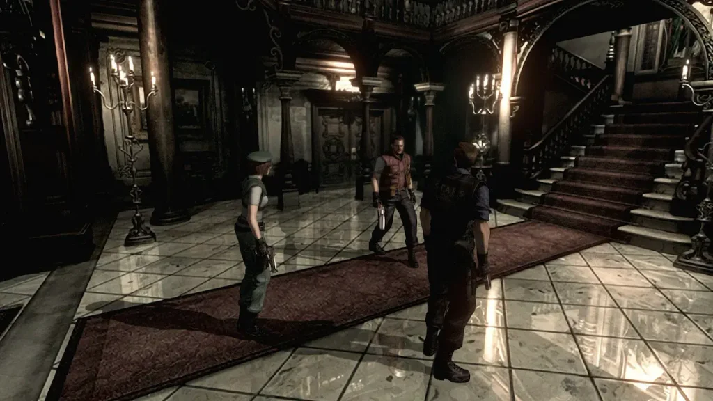 Resident Evil Remake gameplay, Jill Valentine explorando la mansión Spencer