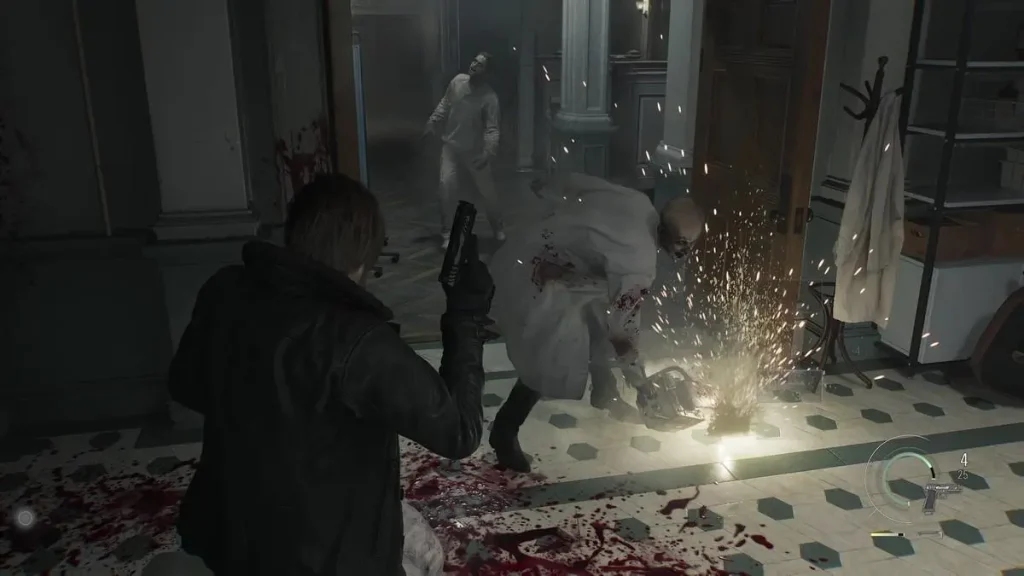 Resident Evil Requiem gameplay, protagonista explorando un escenario oscuro de la nueva entrega