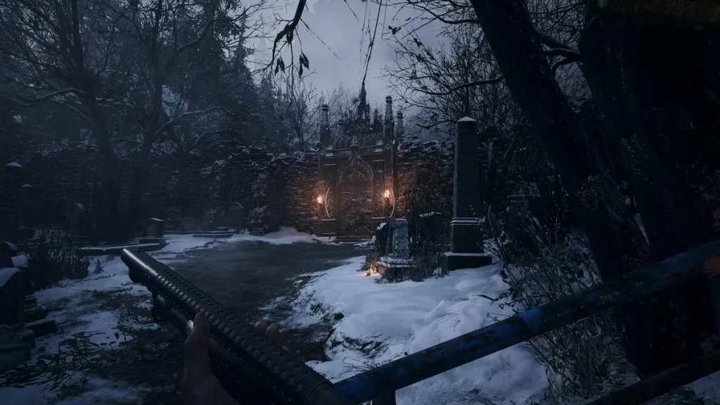 Resident Evil Village gameplay, Ethan Winters explorando el misterioso pueblo