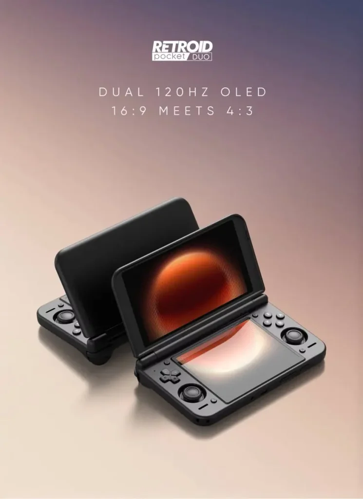 Retroid Pocket Duo se presenta con dos pantallas OLED de 120 Hz y formato 16:9 + 4:3