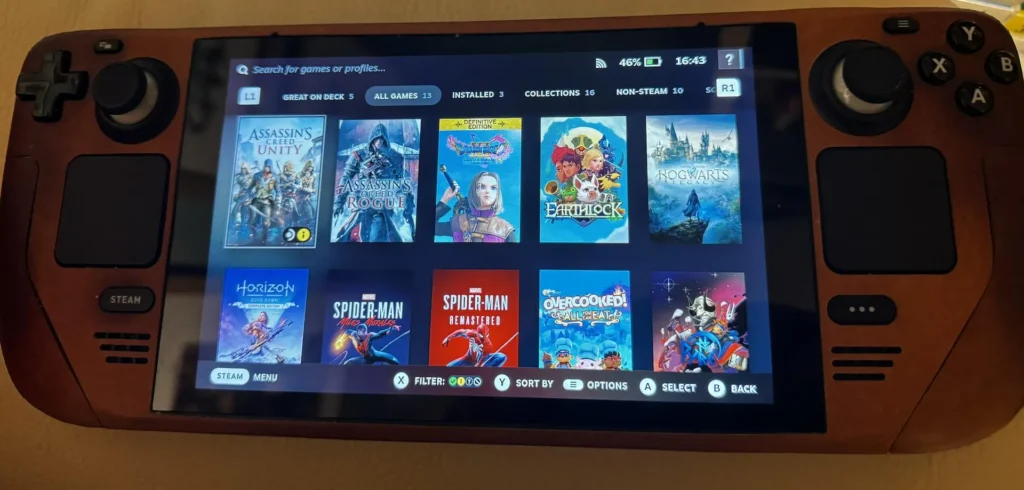 Steam Deck de Valve ejecutando un videojuego