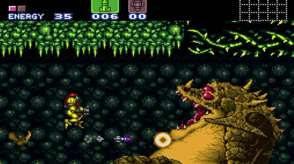 Super Metroid gameplay, Samus explorando el planeta Zebes
