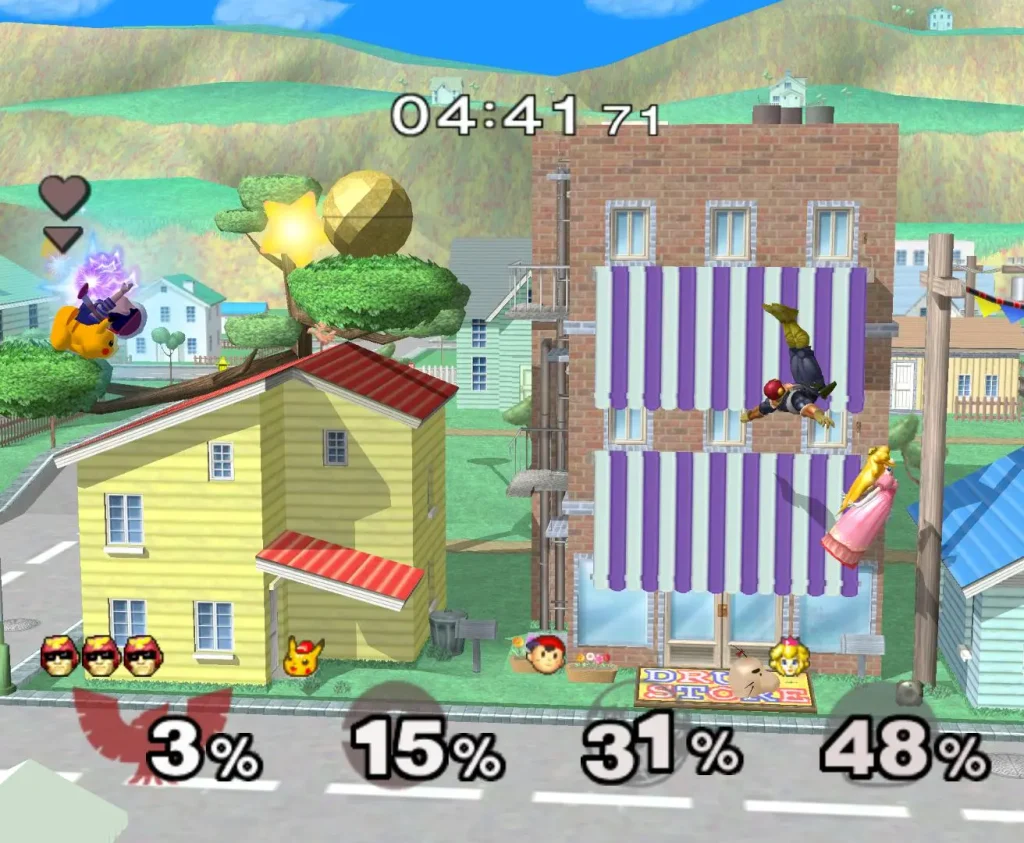 Super Smash Bros. Melee gameplay, combate entre personajes en GameCube
