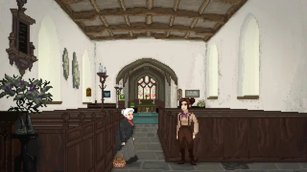 The Excavation of Hob's Barrow gameplay, Thomasina investigando un escenario de misterio