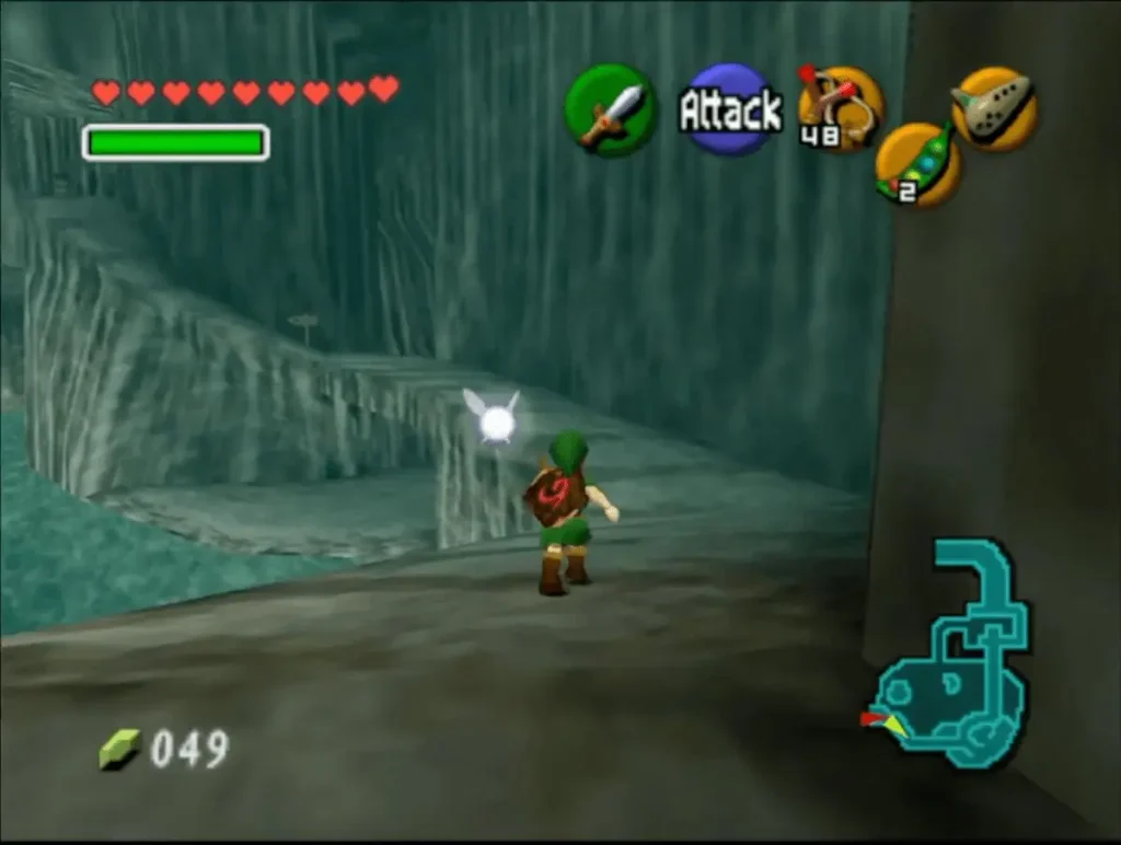 The Legend of Zelda Ocarina of Time gameplay, Link explorando Hyrule
