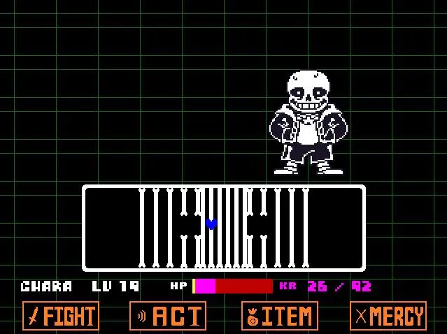 Undertale gameplay, protagonista enfrentándose a un enemigo durante un combate