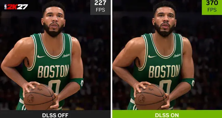 Comparación de NBA 2K27 con DLSS 5 activado y desactivado