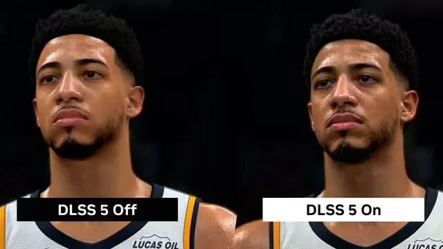 Jugador de NBA 2K27 con iluminación mejorada mediante DLSS 5